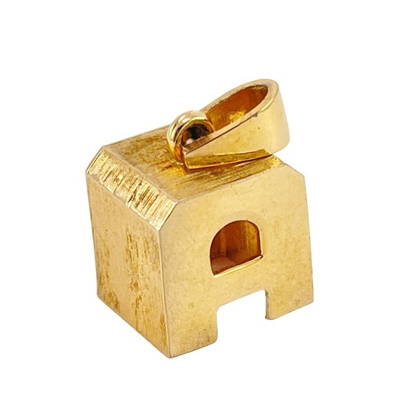 Letter A Pendant Brushed and Flat Gold Plated Metal Vintage 1970s - Picture 2 of 5